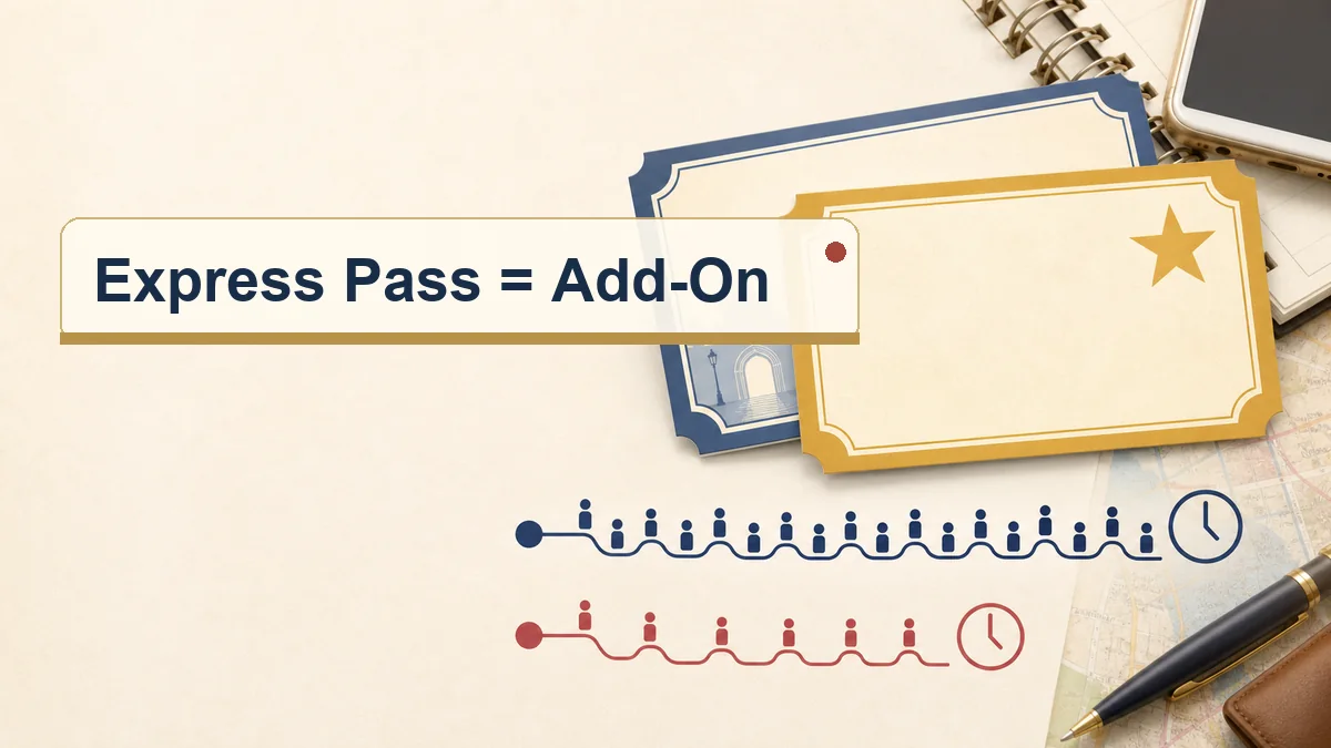 Express Pass add-on concept showing a separate time saving option after park admission