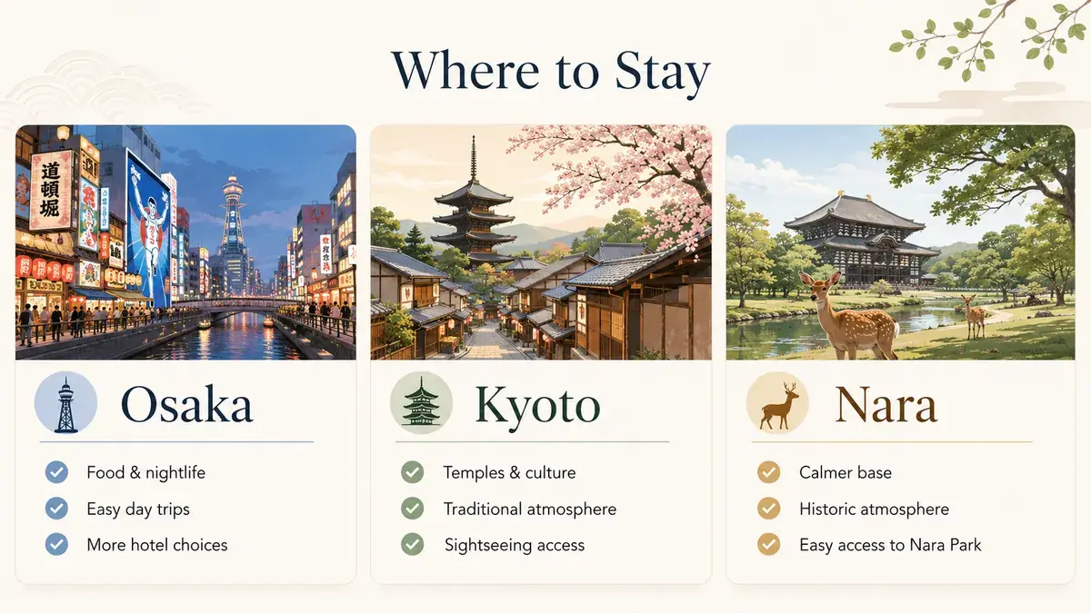 Where to stay in Kansai with Osaka Kyoto and Nara hotel base options
