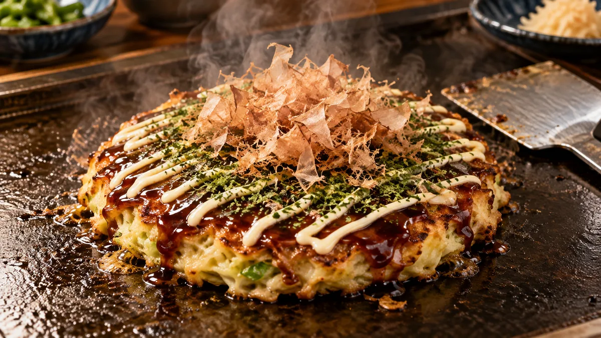 AI illustration of Osaka-style okonomiyaki