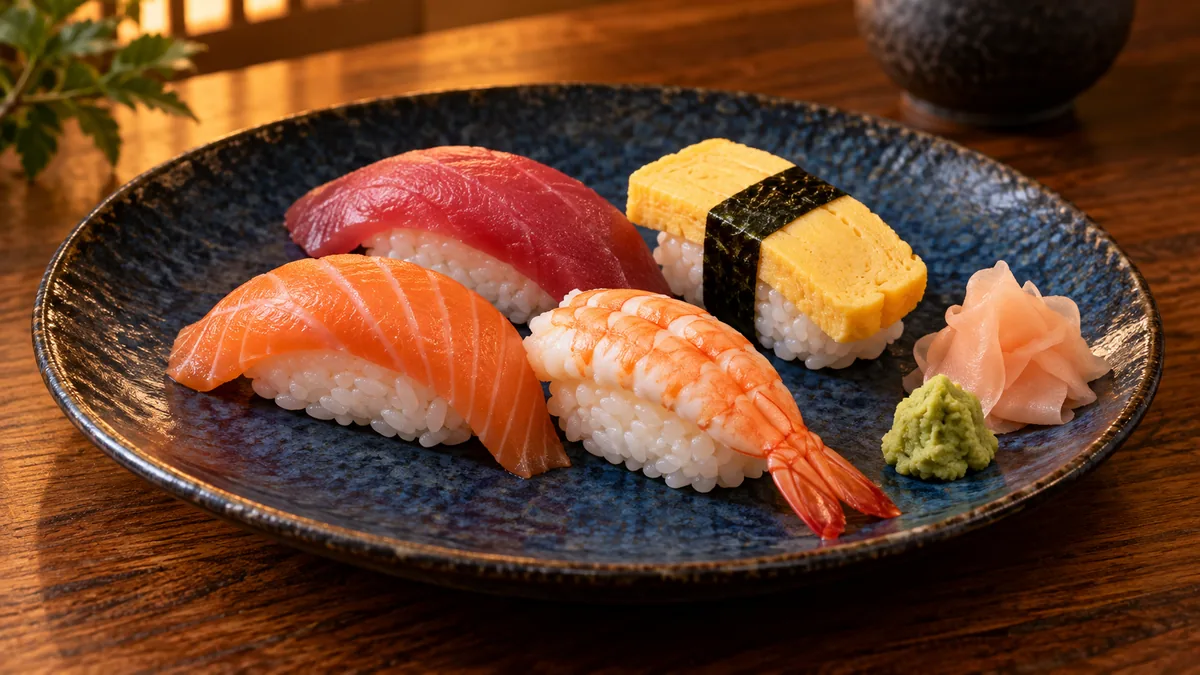 AI illustration of Sushi; not a photo from Kantaro Grand Front Osaka